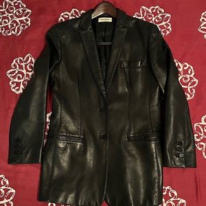 Vintage  Calvin Klein Collection Genuine Black Leather Blazer